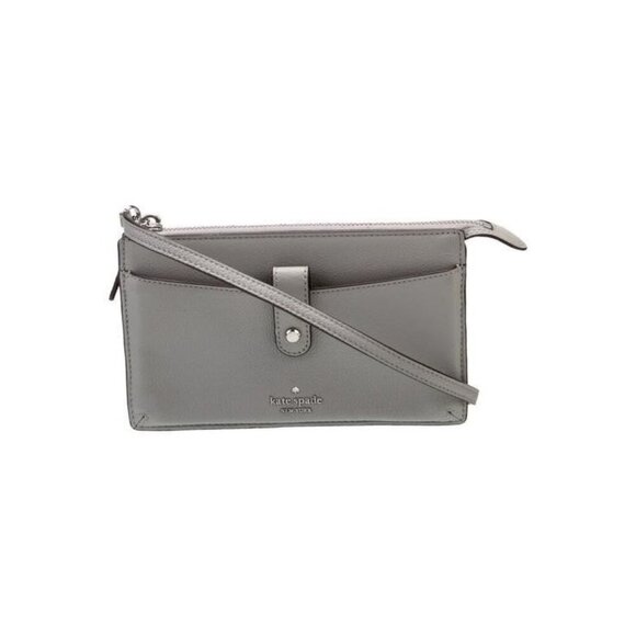 Kate Spade Jackson Crossbody Bag Nimbus Grey Leather Zip Shoulder Purse Small - Picture 1 of 5